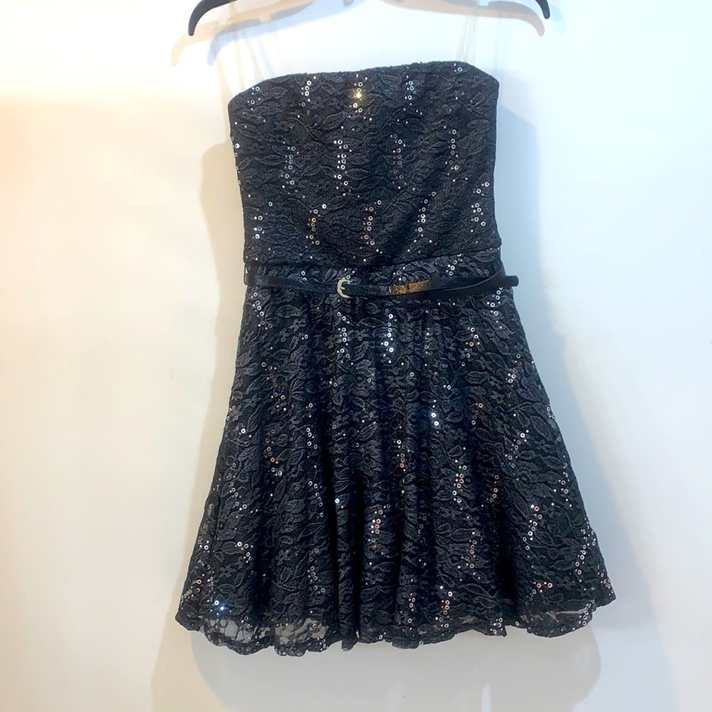 Juniors' As U Wish All Over Glitter Lace Dress